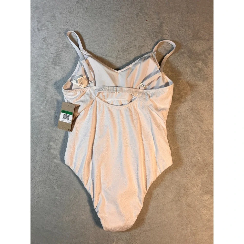 Nike Women'S V-Neck Jacquard One-Piece Swimsuit White Size‎ XL MSRP $90